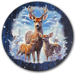 Nyomtatott fa tábla koszorú közép - Szarvas és őzikék 14, 8cm - papelito