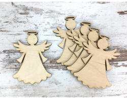  Natúr fa - Fodros ruhás angyalka 10cm 5db/csomag - papelito