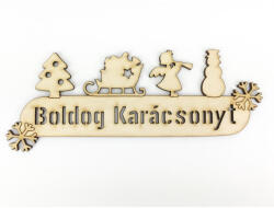  Natúr fa - Karácsonyi figurás koszorúdísz 20cm - papelito