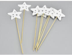  Fehér fa pálcás csillag 8db/csomag - papelito
