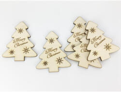 Natúr fa - "Merry Christmas" fenyő 8cm 5db/csomag - papelito