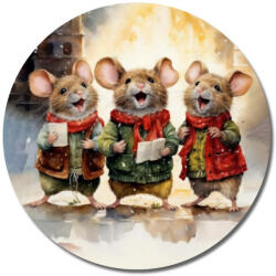 Nyomtatott fa tábla koszorú közép - Éneklő egérkék 11, 8cm - papelito