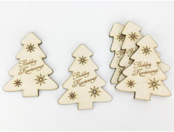 Natúr fa - "Boldog Karácsonyt" fenyő 8cm 5db/csomag - papelito