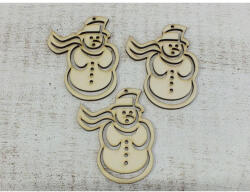  Natúr fa - Hóember sállal 8cm 3db/csomag - papelito