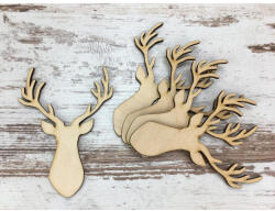  Natúr fa - Szarvas fej vadász 10cm 5db/csomag - papelito