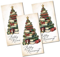 Nyomtatott dekorkarton - Boldog karácsonyt könyv fenyő 3db/csomag 6855