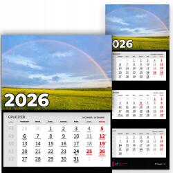 Plaka_TY Háromrészes naptár 2026 Év Függő Irodai Fali Természet Szivárvány Minták (Kalendarz Ścienny 26 Tęcza Mix Wzory)