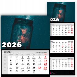  Háromrészes Naptár 2026 Irodai Kozmosz Stílus Űrhajós Csillagok Minták (KALENDARZ KOSMOS STYL ASTRONAUTA GWIAZDY WZ)