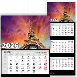  Háromrészes naptár 2026 Havi Irodai Fali Franciaország Minták (Kalendarz 2026 Francja Wz)