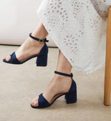  Sötétkék Klasszikus Cipő Szandál Sarok Blokk Csat Velúr Wallis 37 (WA34987)