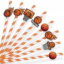  Papír Szívószál Szülinapi Dekoráció Kosárlabda Labda Sport 8 db (SŁOMKI LEGAL NR 2)