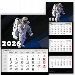 Háromrészes Naptár 2026 Irodai Űrhajós Csillag Stílus Kozmosz Minták (KALENDARZ ASTRONAUTA GWIAZDY STYL KOSMOS WZ)
