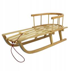  Lengyel fából készült gyerek szánkó háttámlával és zsinórral Prémium minőség (Sanki duże jednoosobowe)