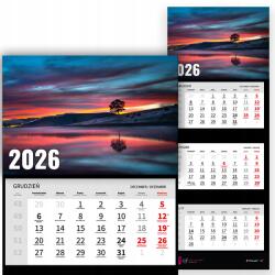  Háromrészes Fali Naptár 2026 Irodai év Természet Tájkép Minták (Kalendarz Naścienny 26 Krajobraz Wzory)