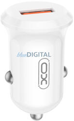 XO autós töltő CC68 18W QC 1x USB fehér - bluedigital