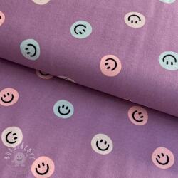  Pamutvászon FLANNEL Happy faces lavender