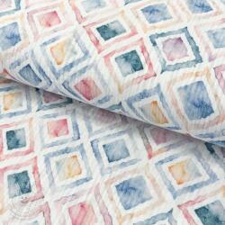  Dupla géz/muszlin Geo watercolour blue digital print