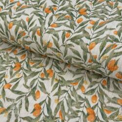  Dupla géz/muszlin Leaves off white digital print