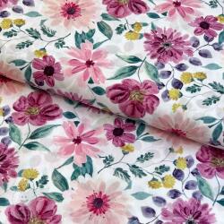 Pamutvászon Flower Sonja mauve digital print