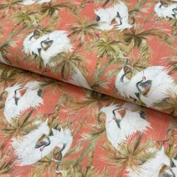  Viszkóz lenvászonnal Crane bird design B digital print