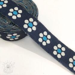  Szalag Jeans flowers turqoise