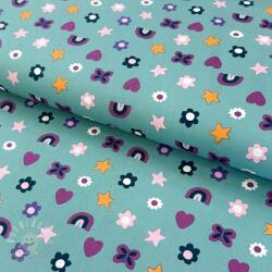  Pamutvászon Love light petrol