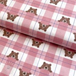  Pamutvászon FLANNEL Bear check light pink