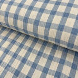  Dupla géz/muszlin LINEN YARN DYED Checks light blue natural