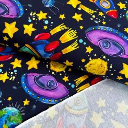  Szabadidő anyag Planets and rockets design B digital print