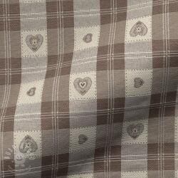  Dekorációs anyag jacquard DOUBLE FACE Landhaus Heart Check taupe