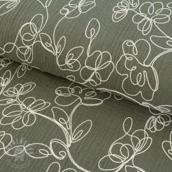  Dupla géz/muszlin EMBROIDERY Climbing flowers pickle