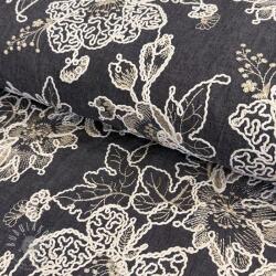  Pamutvászon JEANS EMBROIDERY Bouquet black