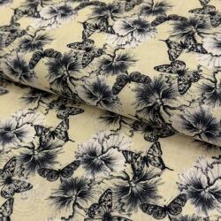  Viszkóz lenvászonnal Hibiscus digital print