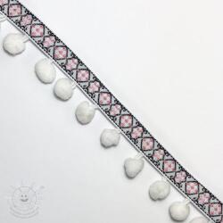  Pom-pom szalag JACQUARD white