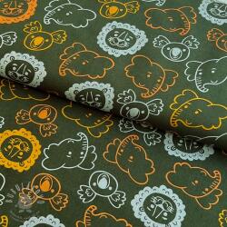  Pamutvászon Safari animals dark green