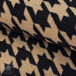  Kabát anyag TEDDY JACQUARD PIED DE POULE camel