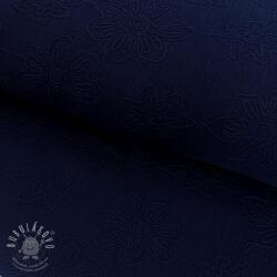  Dupla géz/muszlin EMBROIDERY Flowers navy