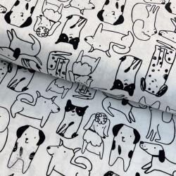  Pamutvászon FLANNEL Dogs off white