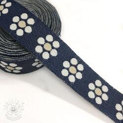  Szalag Jeans flowers beige