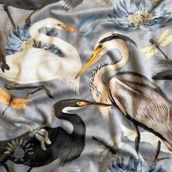 Dekorációs anyag VELVET Heron bird steel grey