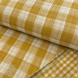  Dupla géz/muszlin Double sided CHECKS MINI ochre