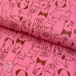  Pamutvászon FLANNEL Dogs pink