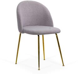  Scaun living gri BUC 284 din material boucle cu picioare aurii metalice