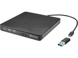 Sandberg Külső meghajtó, USB-C/A DVD Drive (136-62) - konzolvilag