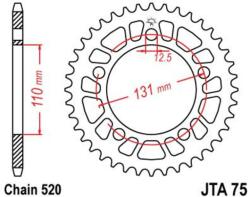 Jt Sprockets Alumínium Ultra-Könnyű Hátsó Lánckerék 75 - 520 JT SPROCKETS Erőátviteli alkatrész Lánc, lánckerék, láncszett Hátsó lánckerék - motomotors - 16 827 Ft