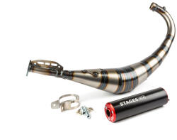 Stage6 Kipufogó Stage6 Streetrace CNC piros / fekete Derbi / Minarelli AM6 Stage6 Kipufogó és alkatrészei Kipufogó Robogó kipufogó (tuning)