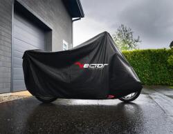 VECTOR Nagy teherbírású kültéri védőhuzat motorkerékpárhoz/robogóhoz felső dobozzal és szélvédővel - Fekete - 2XL VECTOR Vázak, idomok, kiegészítők Szélvédő