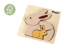 Magni Fa formabeillesztő puzzle Nyuszik, natúr Magni (Magni3214B)