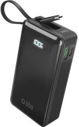 SBS Power Bank 10 000 mAh beépített USB-C kábellel fekete (8018417481420)