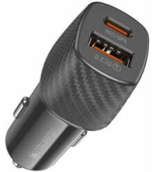 Lamtech Incarcator auto Lamtech 1x USB, 1x USB-C, PD 25W, QC 18W, Black (9982018023855)